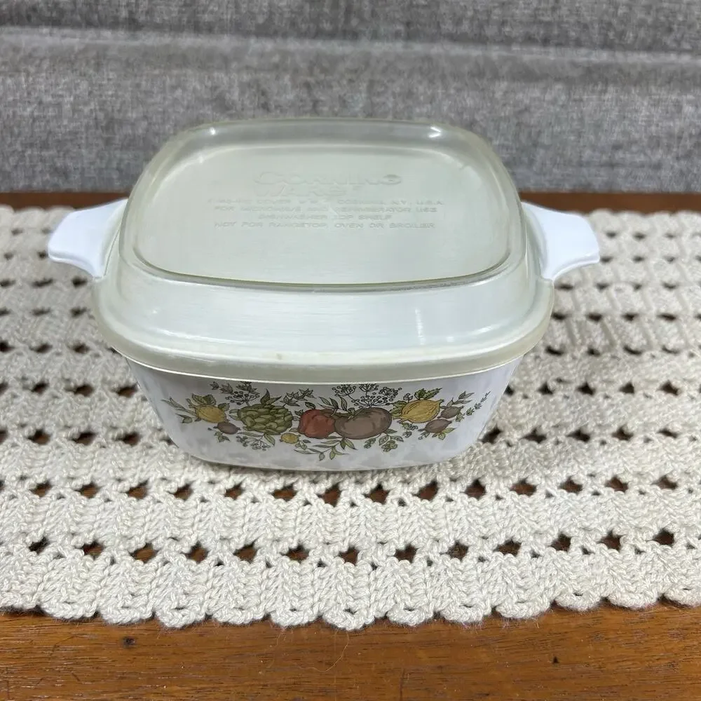 CorningWare Casserole Baking Dish 2 3/4 Cup Size Spice of Life & Plastic Lid 70s